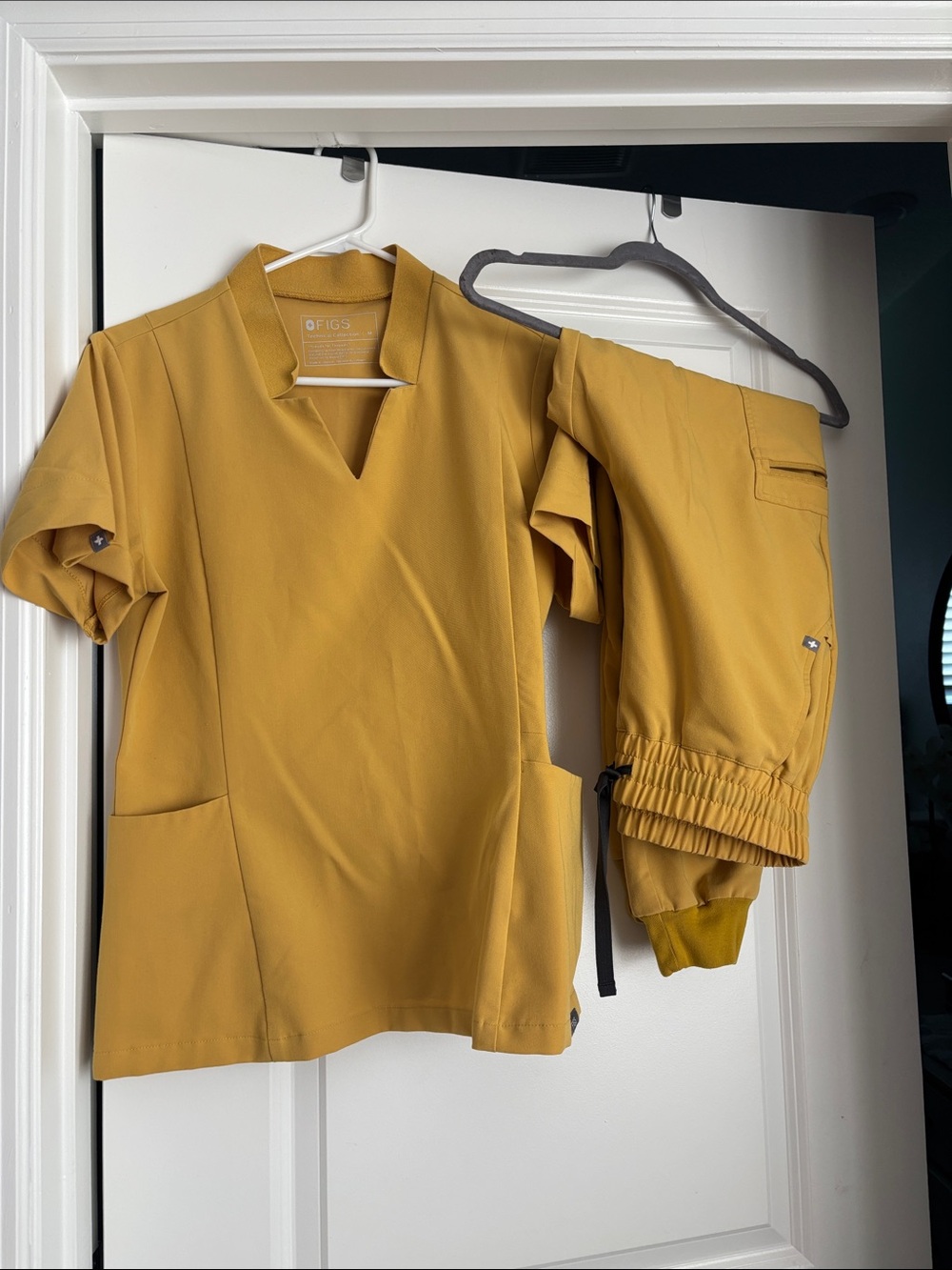 Figs Women's Scrub Top and Jogger Set in Mustard